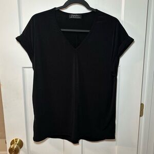 Black V-Neck Women's Top non wrinkle material